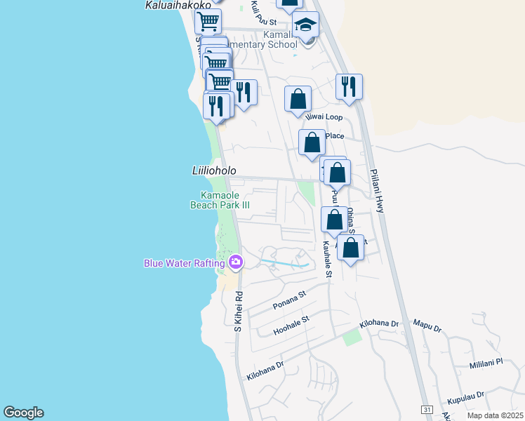map of restaurants, bars, coffee shops, grocery stores, and more near 2695 South Kihei Road in Kihei