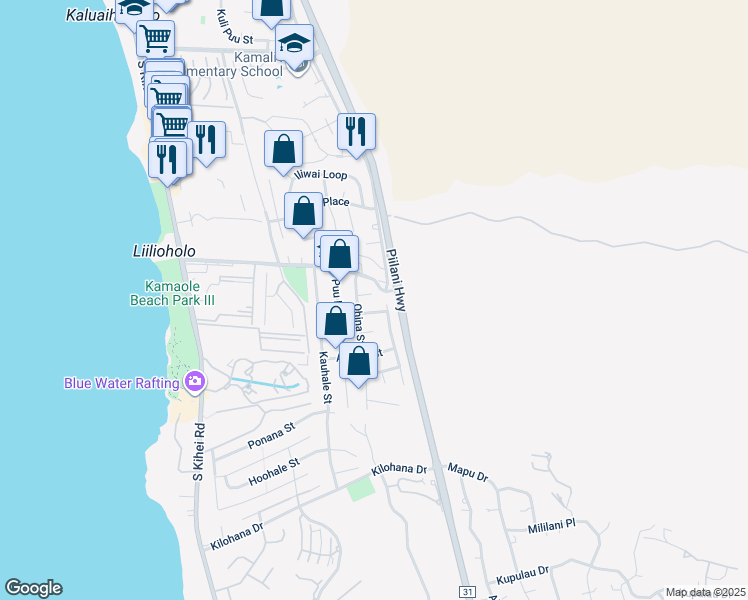 map of restaurants, bars, coffee shops, grocery stores, and more near 276 Palima Place in Kihei
