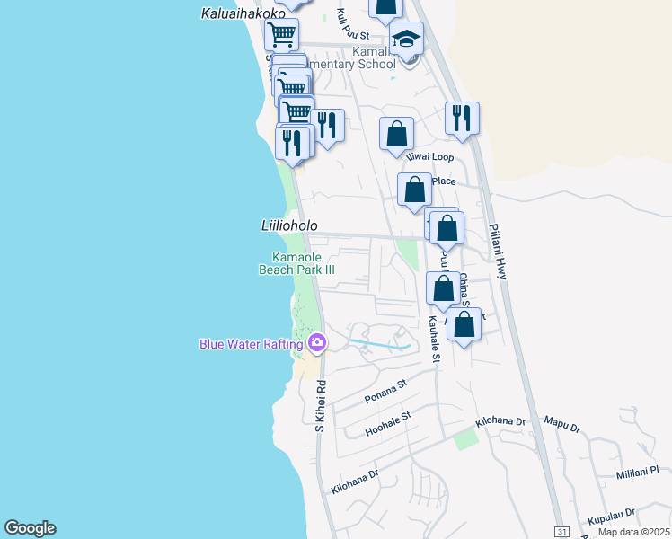 map of restaurants, bars, coffee shops, grocery stores, and more near 2695 South Kihei Road in Kihei