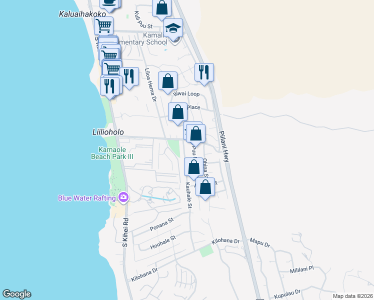 map of restaurants, bars, coffee shops, grocery stores, and more near in Maui County