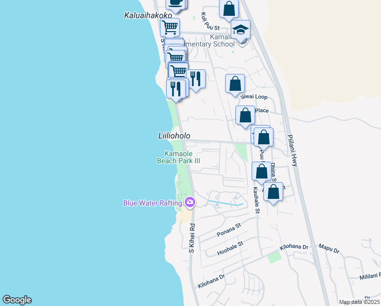 map of restaurants, bars, coffee shops, grocery stores, and more near 2653 South Kihei Road in Kihei