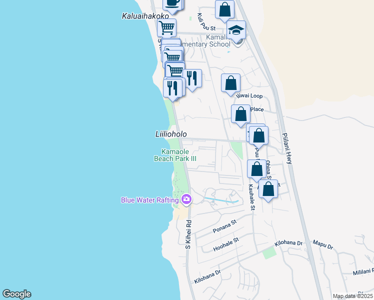 map of restaurants, bars, coffee shops, grocery stores, and more near 2653 South Kihei Road in Kihei