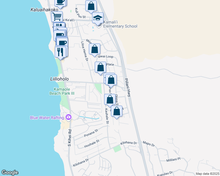 map of restaurants, bars, coffee shops, grocery stores, and more near in Maui County
