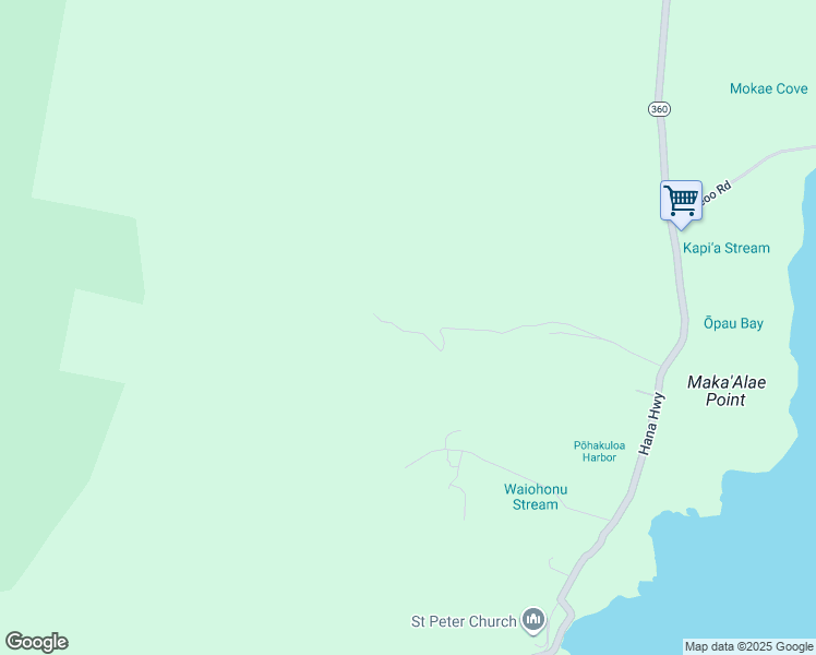map of restaurants, bars, coffee shops, grocery stores, and more near 416-420 Kapia Road in Hana