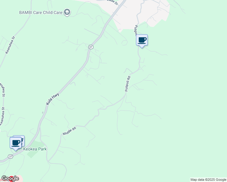 map of restaurants, bars, coffee shops, grocery stores, and more near 945 Middle Road in Kula