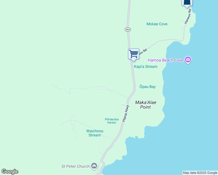 map of restaurants, bars, coffee shops, grocery stores, and more near 0 Kapia Road in Hana