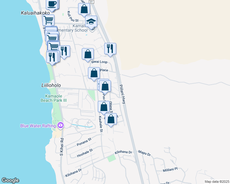 map of restaurants, bars, coffee shops, grocery stores, and more near 277 Keonekai Road in Kihei