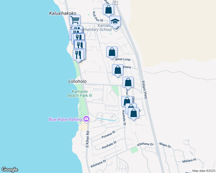 map of restaurants, bars, coffee shops, grocery stores, and more near 160 Keonekai Road in Kihei