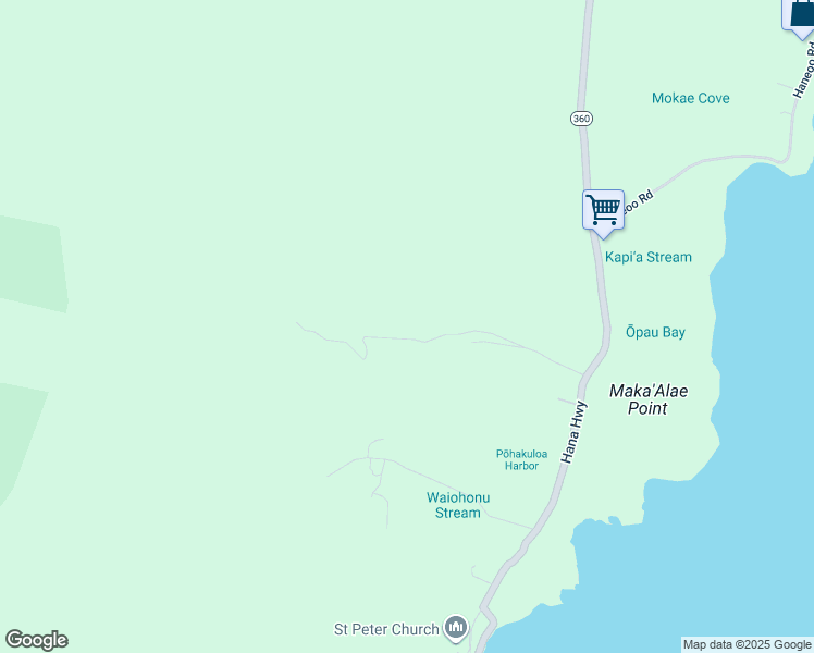 map of restaurants, bars, coffee shops, grocery stores, and more near 467 Kapia Road in Hana