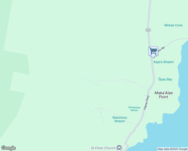 map of restaurants, bars, coffee shops, grocery stores, and more near 416-420 Kapia Road in Hana