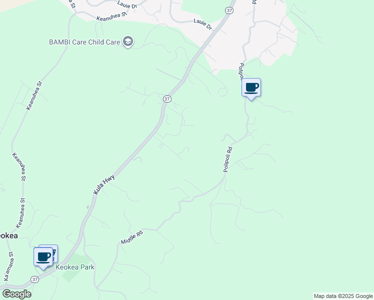 map of restaurants, bars, coffee shops, grocery stores, and more near 165 Maukanani Road in Kula