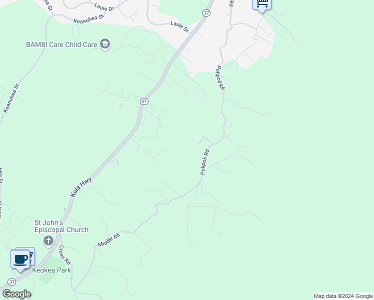 map of restaurants, bars, coffee shops, grocery stores, and more near 1076 Polipoli Road in Kula