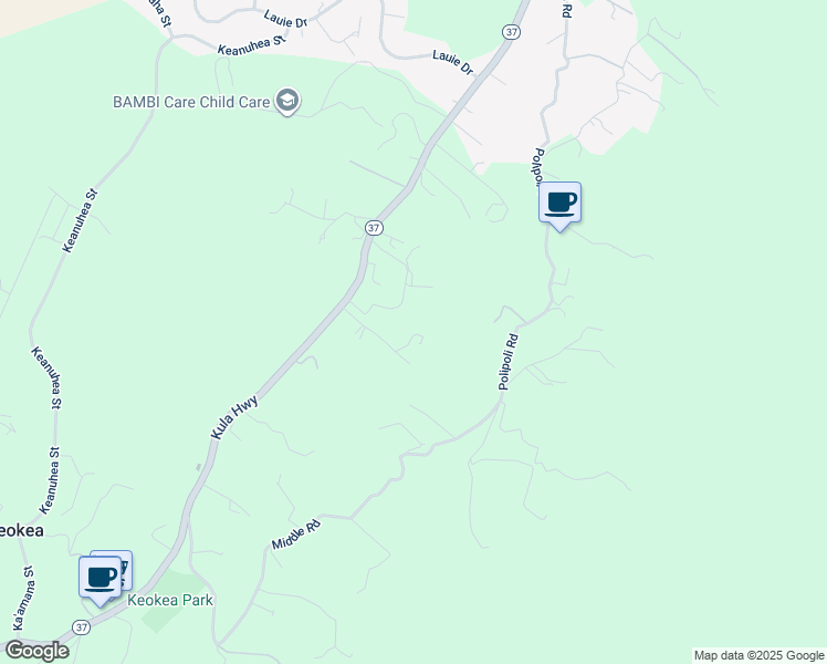 map of restaurants, bars, coffee shops, grocery stores, and more near 165 Maukanani Road in Kula