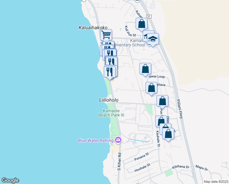 map of restaurants, bars, coffee shops, grocery stores, and more near 2575 South Kihei Road in Kihei