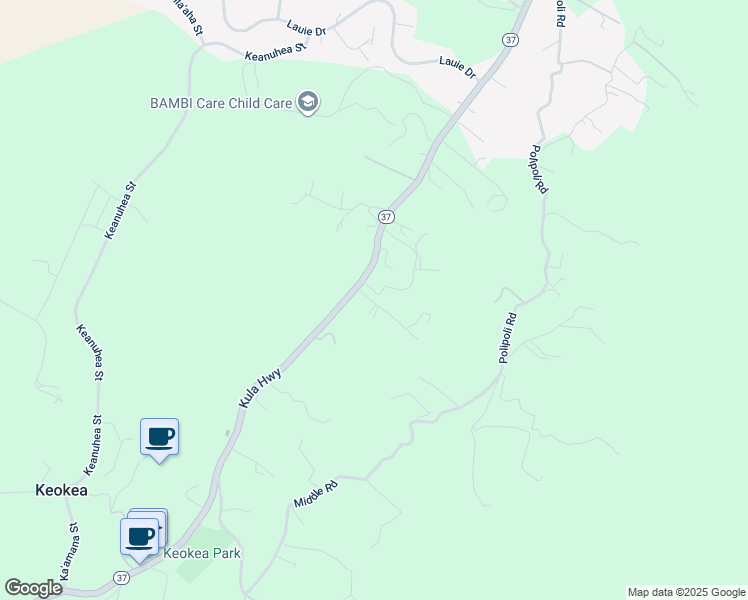 map of restaurants, bars, coffee shops, grocery stores, and more near 53 Maukanani Road in Kula