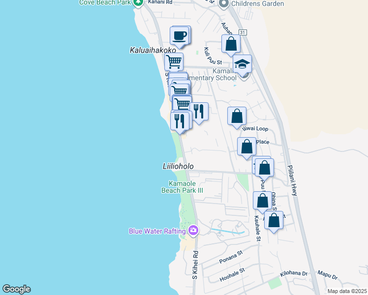map of restaurants, bars, coffee shops, grocery stores, and more near 2575 South Kihei Road in Kihei
