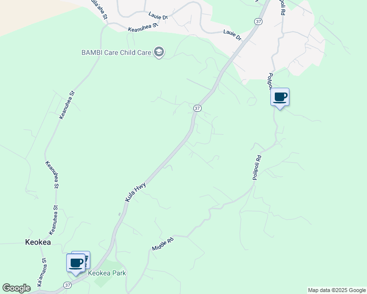 map of restaurants, bars, coffee shops, grocery stores, and more near 16 Maukanani Road in Kula
