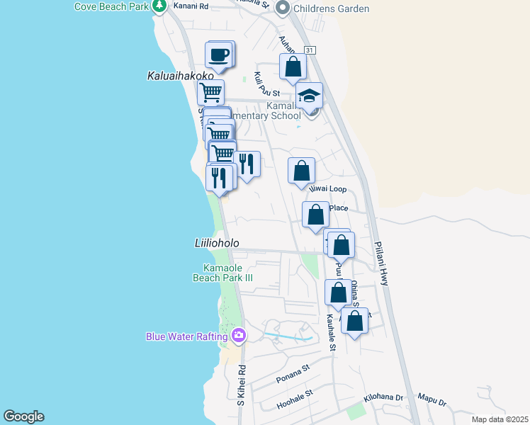 map of restaurants, bars, coffee shops, grocery stores, and more near 2531 South Kihei Road in Kihei