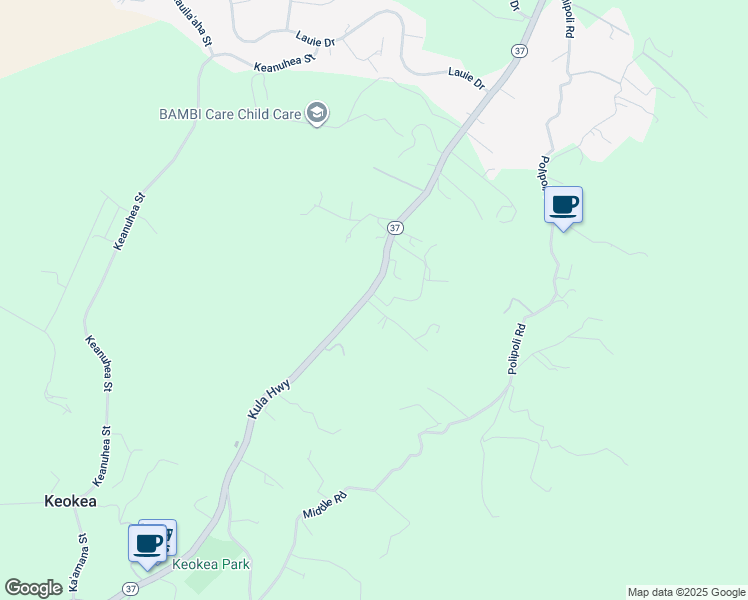 map of restaurants, bars, coffee shops, grocery stores, and more near 8197 Kula Highway in Kula