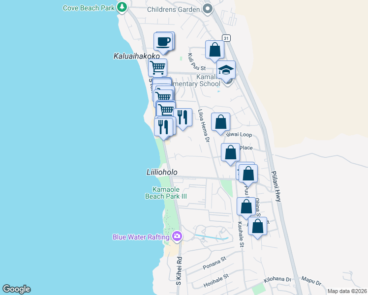 map of restaurants, bars, coffee shops, grocery stores, and more near in Kihei