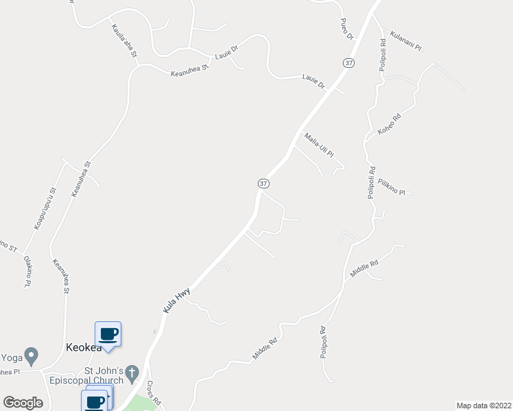map of restaurants, bars, coffee shops, grocery stores, and more near 7927 Kula Highway in Kula