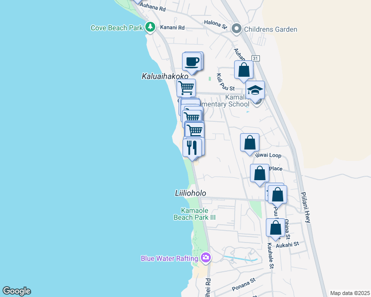 map of restaurants, bars, coffee shops, grocery stores, and more near 2480 South Kihei Road in Kihei