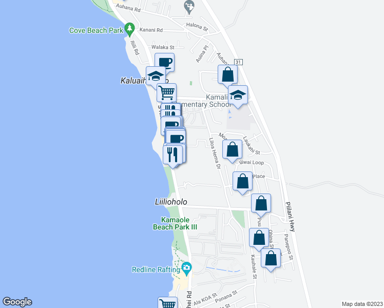 map of restaurants, bars, coffee shops, grocery stores, and more near 2455 South Kihei Road in Kihei