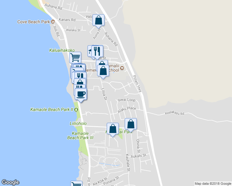 map of restaurants, bars, coffee shops, grocery stores, and more near 11 Puuwai Place in Kihei