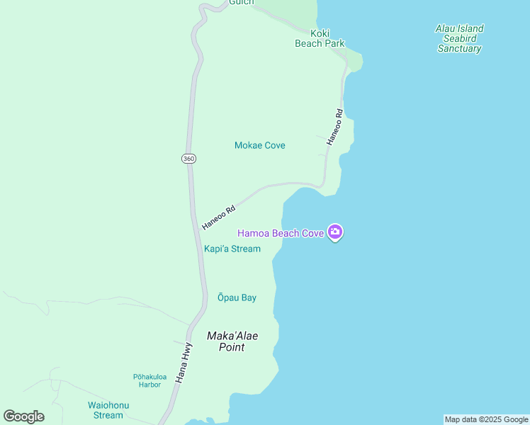 map of restaurants, bars, coffee shops, grocery stores, and more near Hana Highway in Maui County