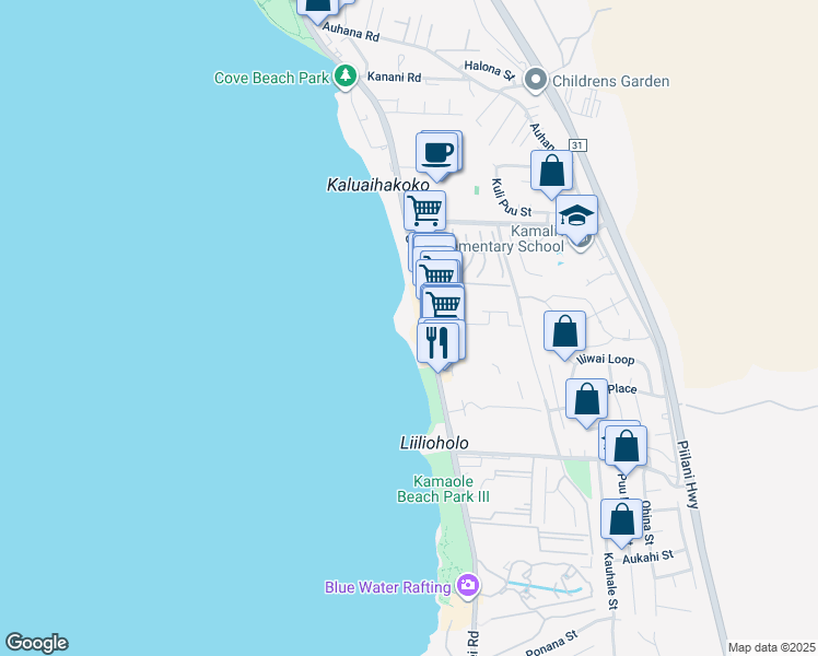 map of restaurants, bars, coffee shops, grocery stores, and more near 2450 South Kihei Road in Kihei