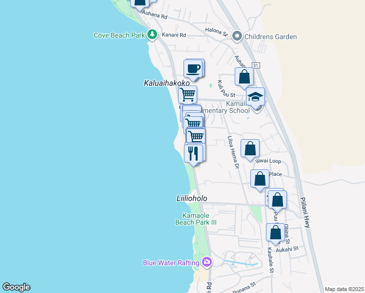 map of restaurants, bars, coffee shops, grocery stores, and more near 2450 South Kihei Road in Kihei