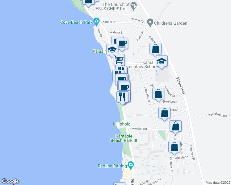 map of restaurants, bars, coffee shops, grocery stores, and more near 2480 South Kihei Road in Kihei
