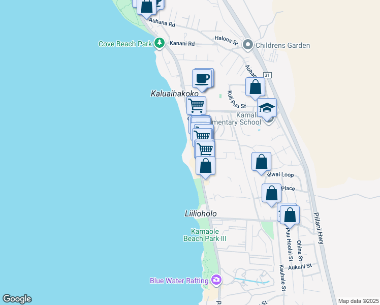 map of restaurants, bars, coffee shops, grocery stores, and more near 2430 South Kihei Road in Kihei