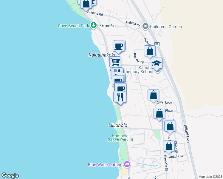 map of restaurants, bars, coffee shops, grocery stores, and more near 2430 South Kihei Road in Kihei