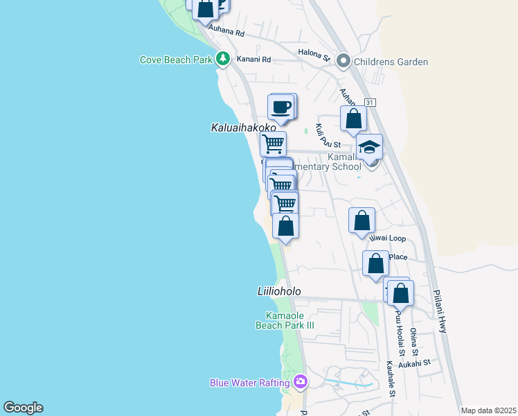 map of restaurants, bars, coffee shops, grocery stores, and more near 2430 South Kihei Road in Kihei