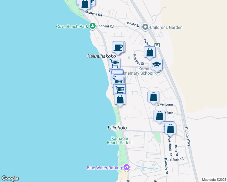 map of restaurants, bars, coffee shops, grocery stores, and more near 2430 South Kihei Road in Kihei