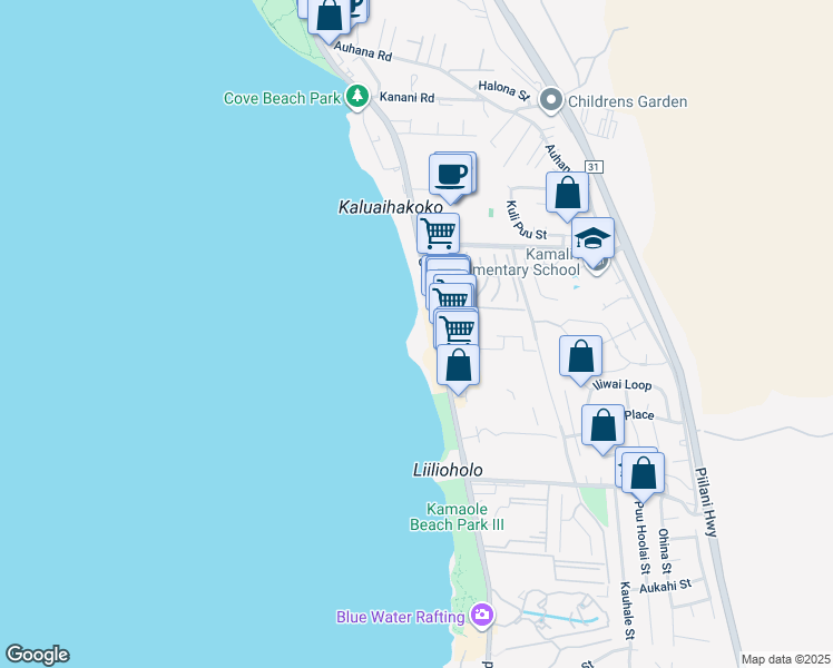 map of restaurants, bars, coffee shops, grocery stores, and more near 2430 South Kihei Road in Kihei