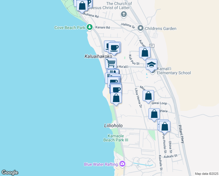 map of restaurants, bars, coffee shops, grocery stores, and more near 2546 South Kihei Road in Kihei