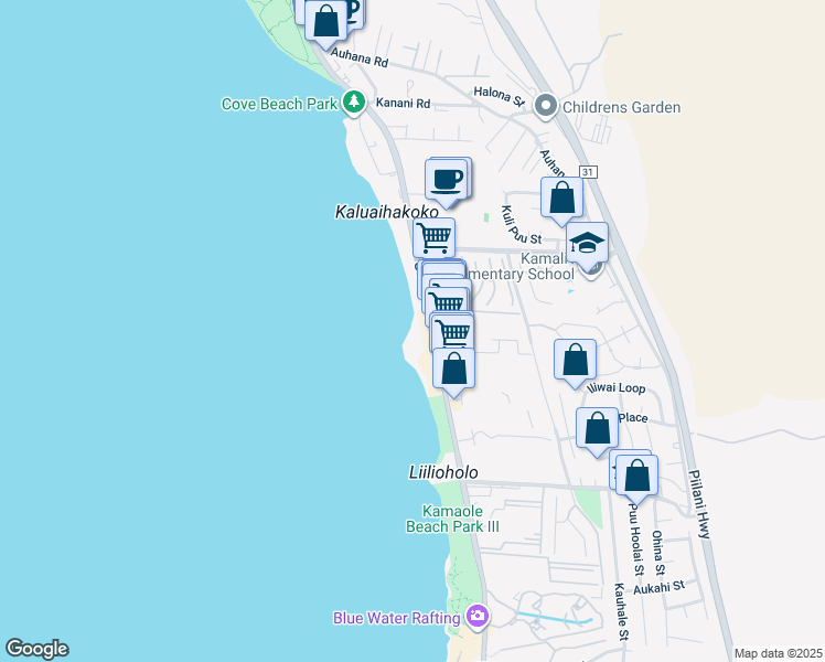 map of restaurants, bars, coffee shops, grocery stores, and more near 2430 South Kihei Road in Kihei