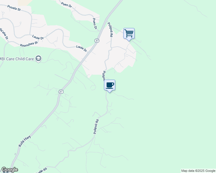 map of restaurants, bars, coffee shops, grocery stores, and more near 721 Polipoli Road in Kula