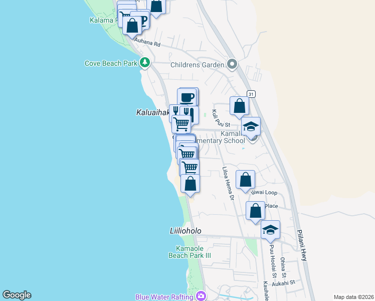 map of restaurants, bars, coffee shops, grocery stores, and more near 2381 South Kihei Road in Kihei