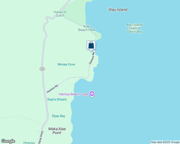 map of restaurants, bars, coffee shops, grocery stores, and more near 495 Haneoo Road in Hana