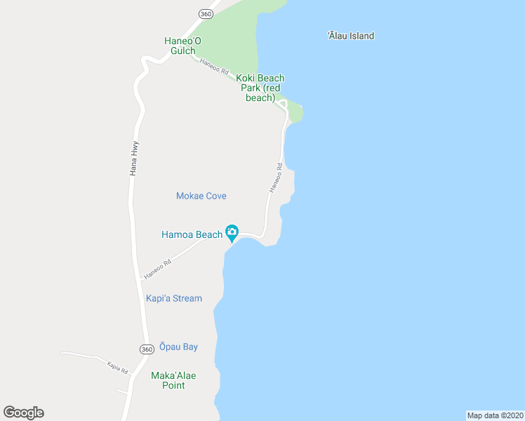 map of restaurants, bars, coffee shops, grocery stores, and more near 484 Haneoo Road in Hana