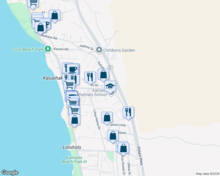 map of restaurants, bars, coffee shops, grocery stores, and more near 274 Kuli Puu Place in Kihei