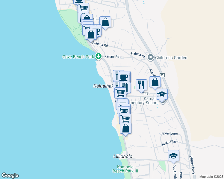 map of restaurants, bars, coffee shops, grocery stores, and more near 2274 South Kihei Road in Kihei