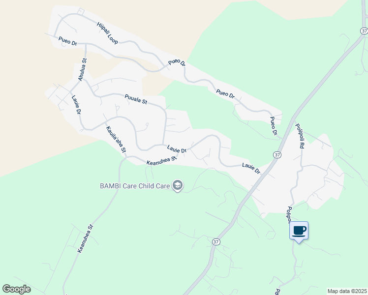 map of restaurants, bars, coffee shops, grocery stores, and more near 332 Lauie Drive in Kula