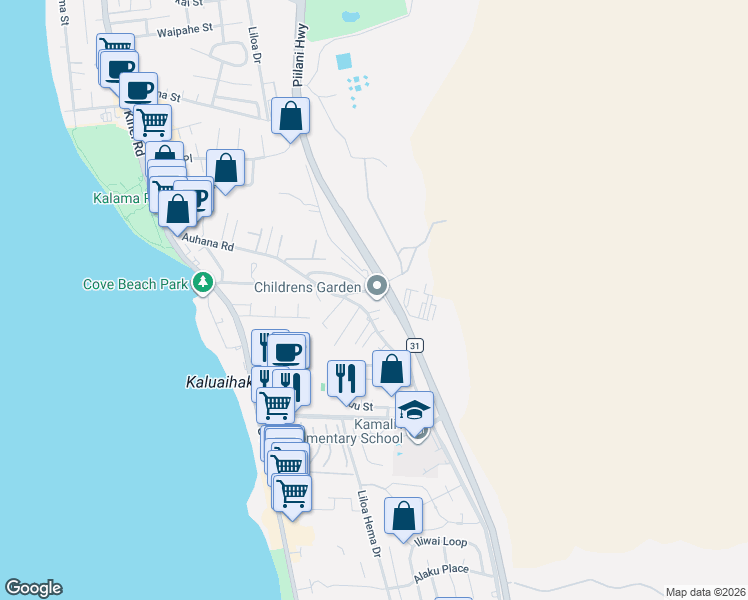 map of restaurants, bars, coffee shops, grocery stores, and more near 242 Kanani Road in Kihei