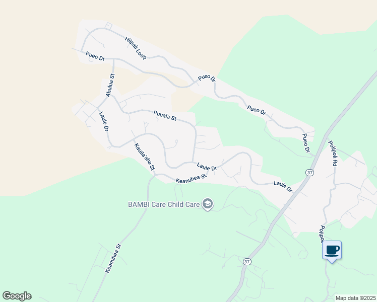map of restaurants, bars, coffee shops, grocery stores, and more near 27 Puuala Street in Kula