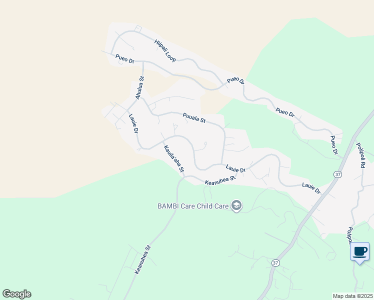 map of restaurants, bars, coffee shops, grocery stores, and more near 537 Lauie Drive in Kula