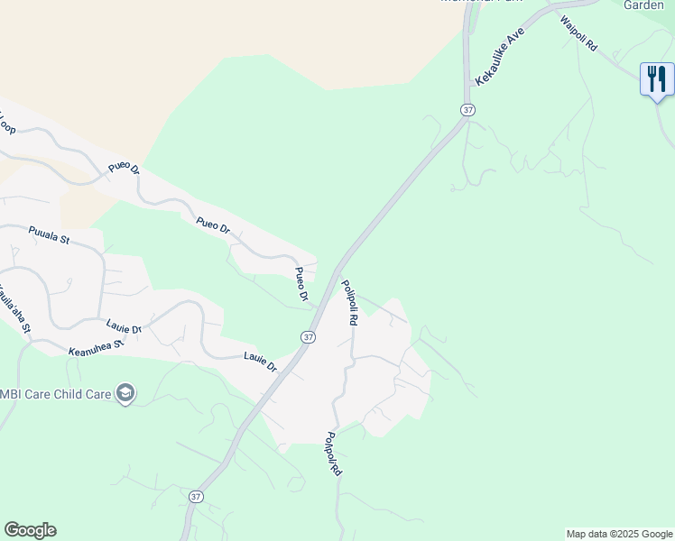 map of restaurants, bars, coffee shops, grocery stores, and more near 0 Polipoli Road in Kula
